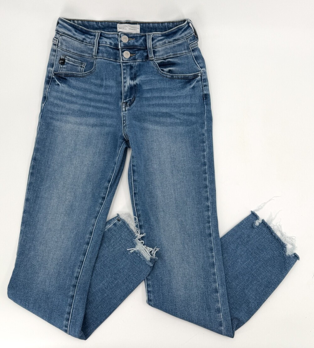 Kancan Jeans Womens 5 26 Blue Skinny Distressed Raw Hem Medium Wash